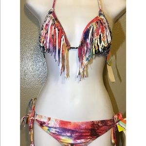 NWT Macy’s raisins swimwear sz small fringe set